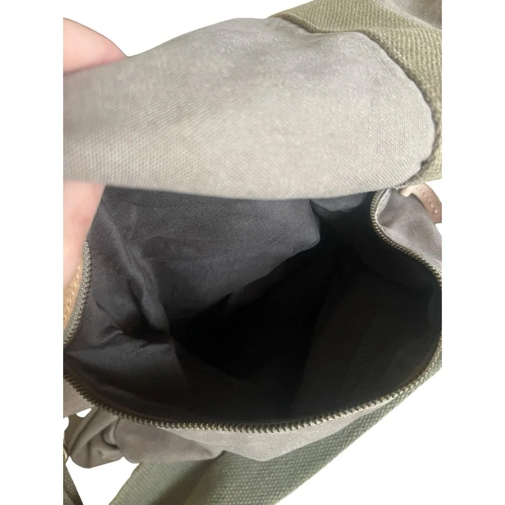 Fossil Military Olive Canvas Leather Messenger Utility‎ Laptop Bag Turnlock